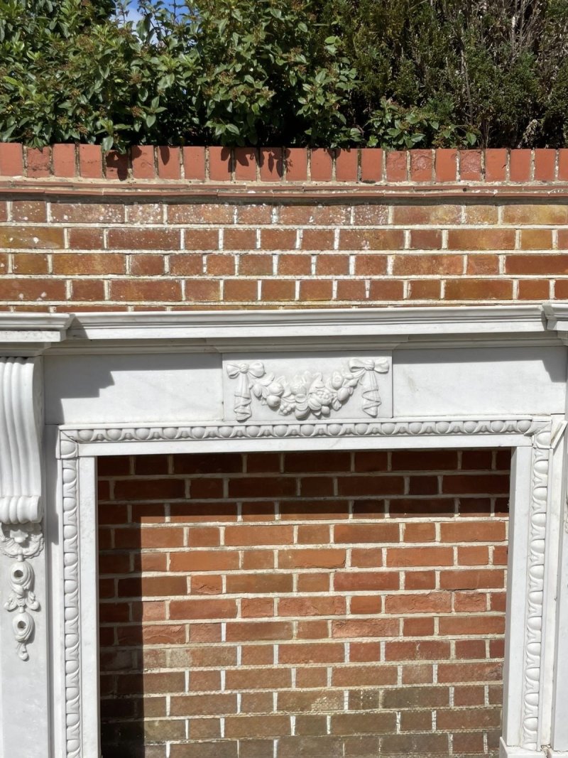 Fine Pair of Large Antique Edwardian Quality Carved White Marble Fireplaces - Image 11